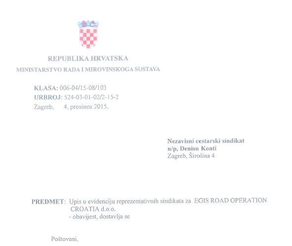 2016 2 2 upis ncs a u evidenciju reprezentativnih sindikata