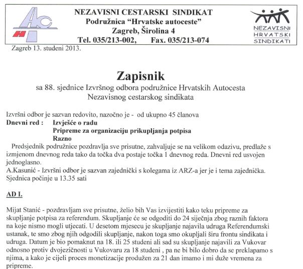 Zapisnik 88 sjednica